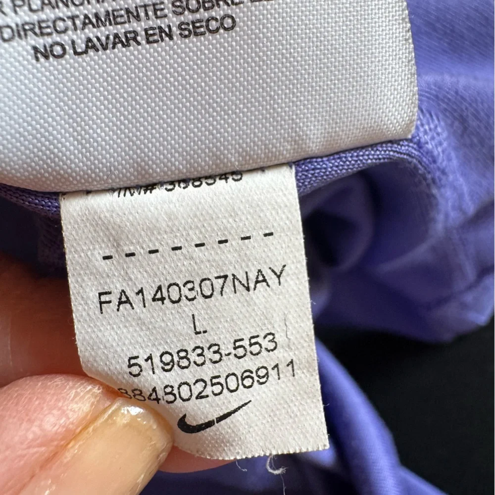 Nike Dri Fit Periwinkle Blue Purple Crew Neck Long Sleeve Tee Shirt Large